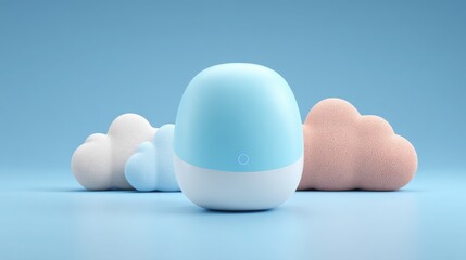 Conceptual icon of a blue egg representing minimal device design in quantum transaction processor system innovation