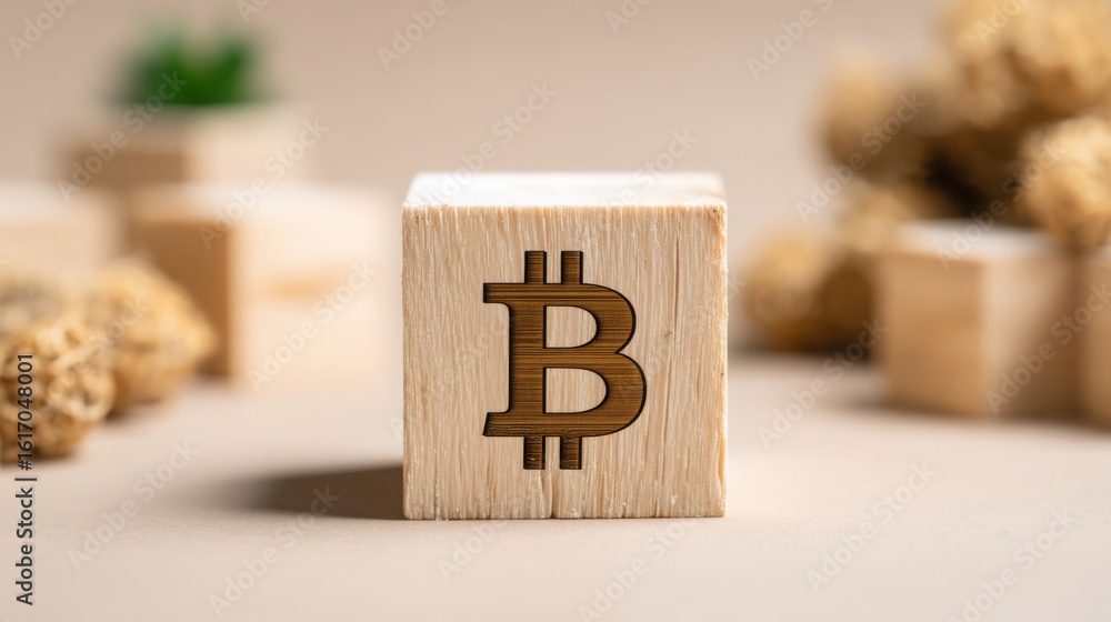Poster conceptual icon depicting a block representing the foundation of a qubit-based price oracle in digit