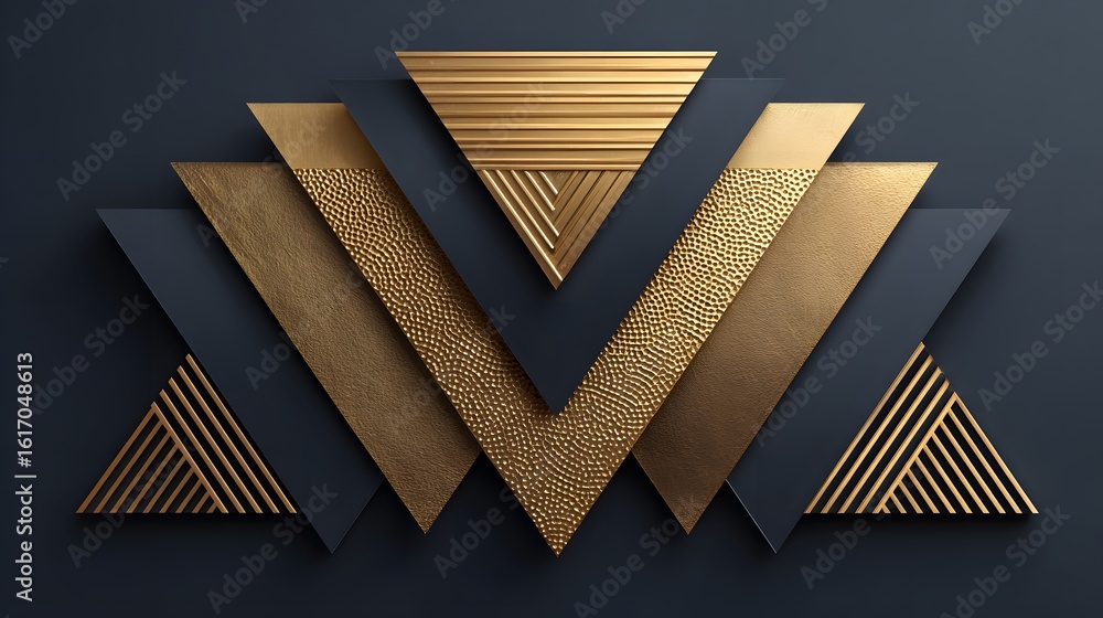 Poster gold and dark gray triangles in an overlapping pattern.