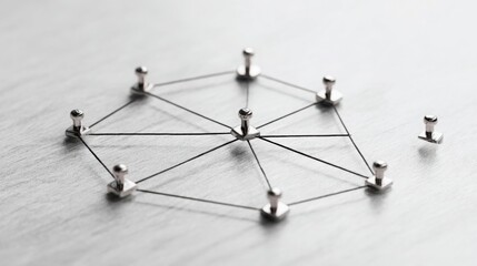 Minimal network graphic representing a molecular structure for team-driven expansion and collaborative growth strategies
