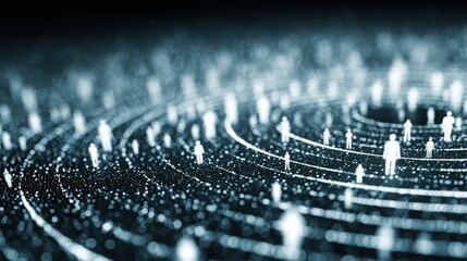 Engaging team growth radar icon concept with a spiral design on a radar screen representing dynamic team insights