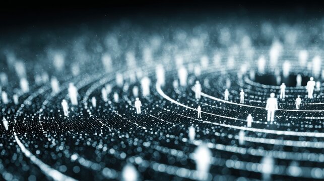 Engaging team growth radar icon concept with a spiral design on a radar screen representing dynamic team insights