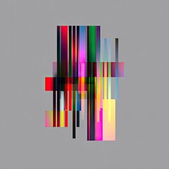 Abstract composition of vibrant overlapping shapes on a muted background