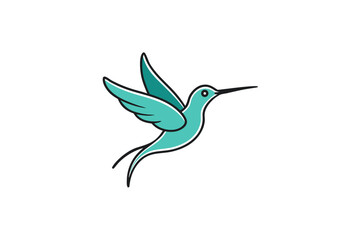 Obraz premium Hummingbird vector illustration: a dynamic design of a flying hummingbird with outstretched wings, capturing its essence in nature with vibrant flowers