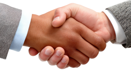 Handshake Harmony: A close-up shot features the clasped hands of two individuals, symbolizing agreement, collaboration, and partnership, set against an unobtrusive background.