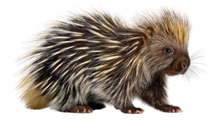 Quill Protector: A captivating shot of a porcupine showcases its formidable quills, a unique adaptation for defense, revealing the remarkable textures and natural colors.