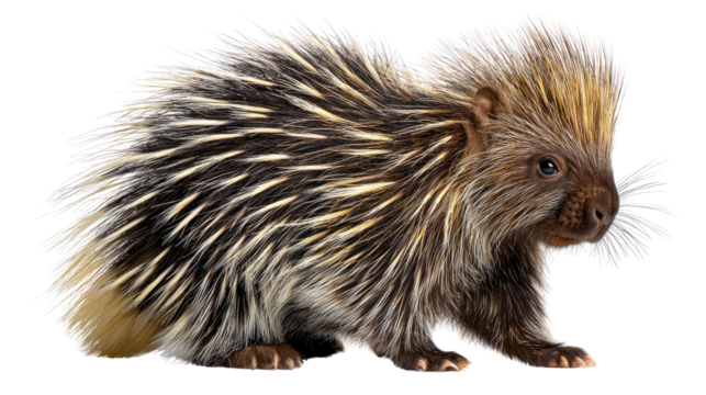 Quill Protector: A captivating shot of a porcupine showcases its formidable quills, a unique adaptation for defense, revealing the remarkable textures and natural colors.