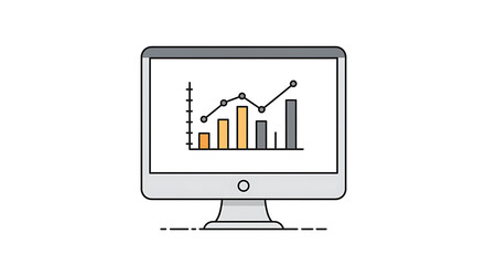 Financial Performance Chart Displayed on a Computer Monitor Business Analytics