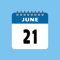 june 21 calendar icon Vector page month design