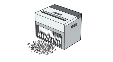 Illustration of a Paper Shredder Destroying Sensitive Documents in an Office Environment