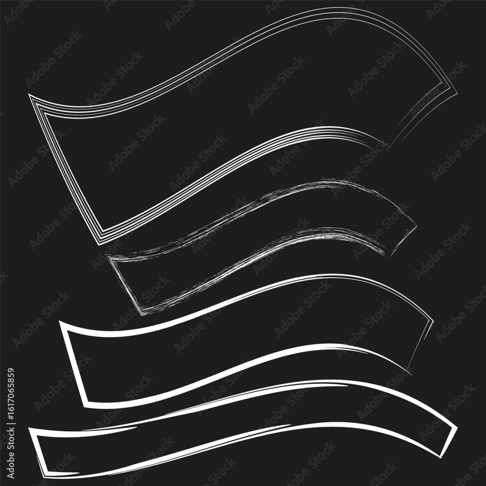 Poster wavy stroke element. abstract line set. curved shape vector. monochrome graphic decor.