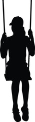 Silhouette of a Child on a Swing with Cap