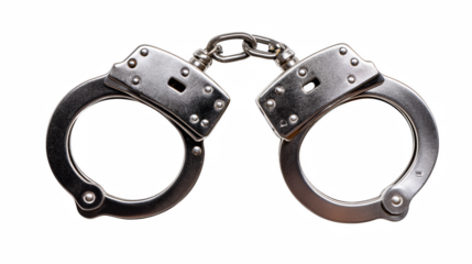 Shiny metal handcuffs symbolizing law enforcement, justice, and crime prevention