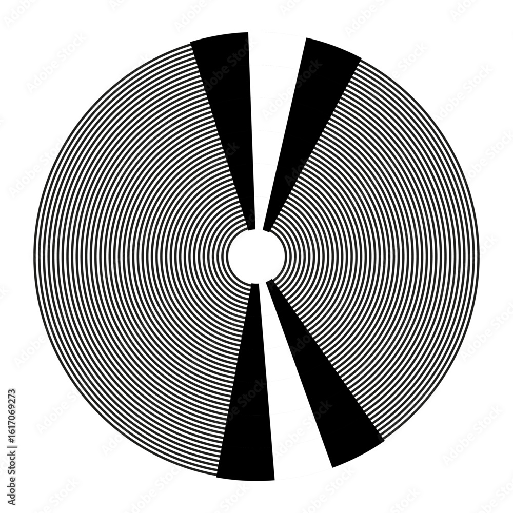 Poster radial line pattern. geometric disc element. abstract vector design. optical illusion illustration.