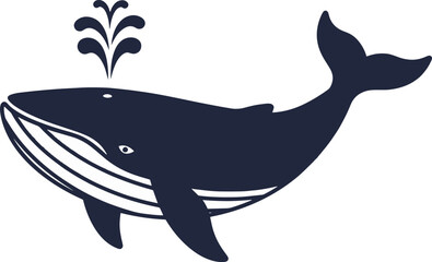 Majestic whale spouting water with elegant tail fluke in ocean