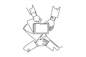 Human Resource Management and Recruitment. Recruitment concept. Single line draw design. Vector graphic illustration