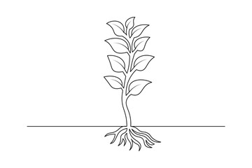 Minimalist One Line Plant Drawing   Elegant Botanical Art for Nature-Inspired Design. vector