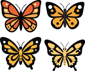 set of vector butterflies