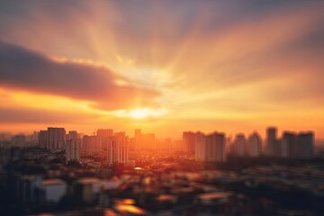 Fototapeta premium Blurry cityscape at sunset (3)