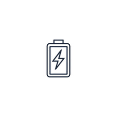 Battery icon with lightning bolt symbol isolated on white background