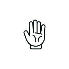 Stylized hand icon showing four fingers raised isolated on a white background