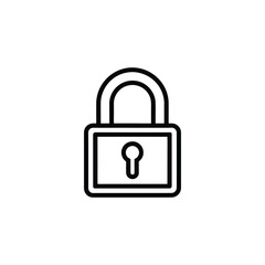 Black outline of a padlock isolated on a white background
