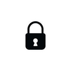 Black padlock icon isolated on a white background