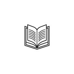 Open book icon with pages and text lines isolated on a white background