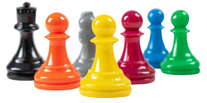 Colorful Chess Pieces on Transparent Background, PNG