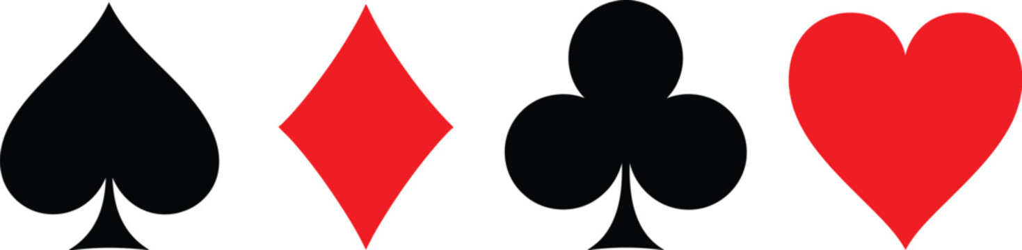 Iconic card suits a bold, classic design for gambling and gaming themes