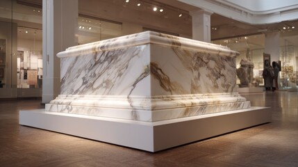 Marble pedestal in museum setting
