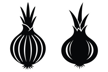 Black Onion Emblem – Isolated Silhouette Vector Illustration of Onion for Food Branding, Farm Labels, and Vintage Design