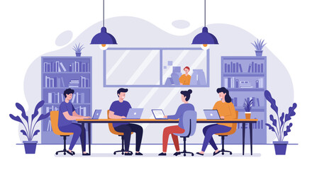 Team Working Together in Modern Office Setting.