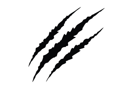 Dinosaur claw scratches silhouette vector, Claw mark icon vector