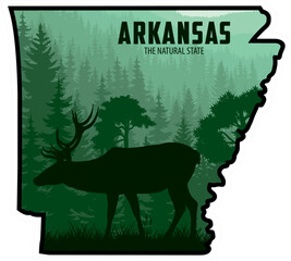Arkansas vector sticker design with white-tailed deer	