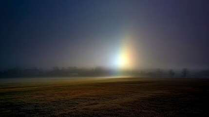 Fototapeta premium Misty field dawn rainbow phenomenon