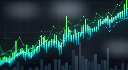 Digital stock market graph with upward trend