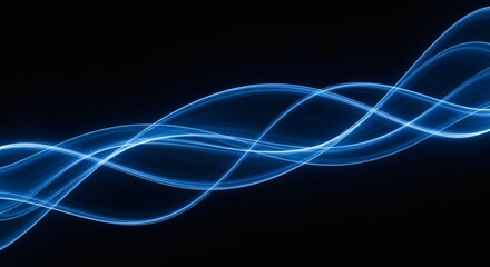 Glowing blue light waves against a black background