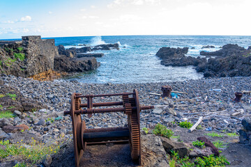 Old whale factory in the intervention area of  Ponta do Castelo on the island of Santa...