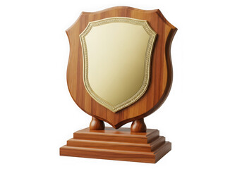 Wooden shield award trophy isolated on transparent background