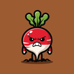 Angry Radish Character with Angry Expression.