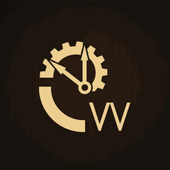 Time Management Gear Logo with Initial W.
