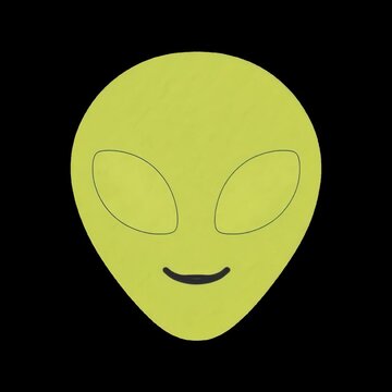 Alien face minimalist design animation isolated asset, transparent 4K video, alpha channel, ProRes 4444