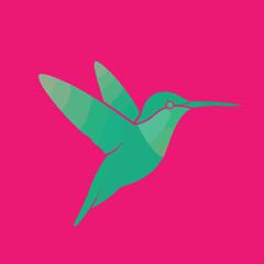 Stylized Teal Hummingbird Vector Art Illustration.