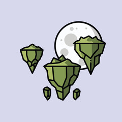 Floating Islands Under a Moonlit Sky.
