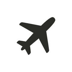 A black silhouette icon of an airplane, representing air travel and flights.