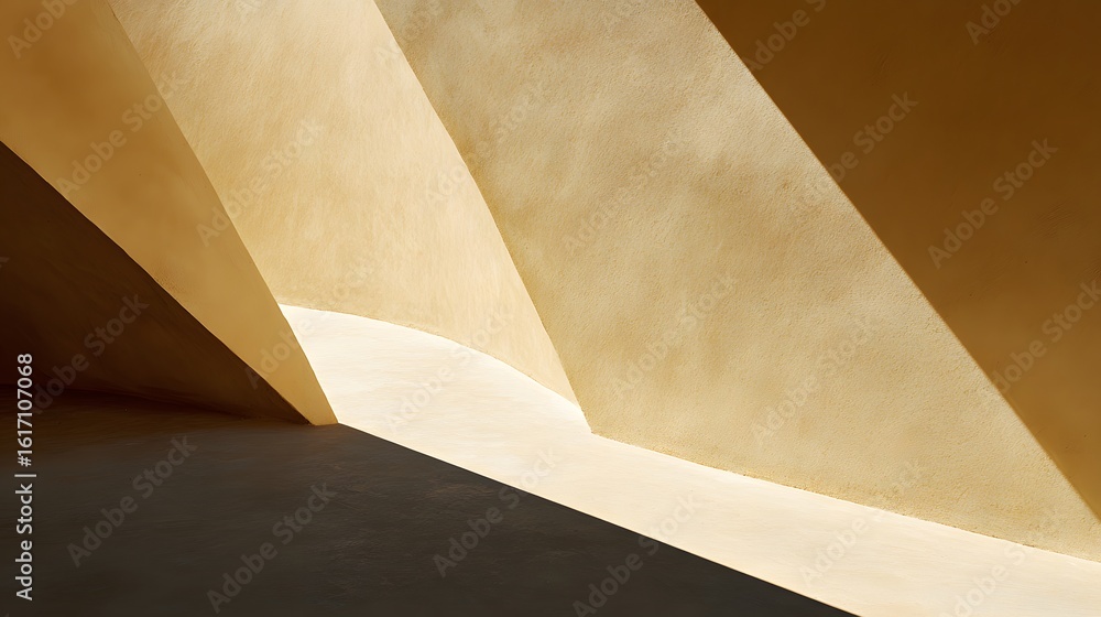Poster intersecting planes of light and shadow.