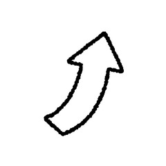 Obraz premium 白矢印 手描き風・右上カーブ矢印（Hand-drawn Upward Right Arrow）