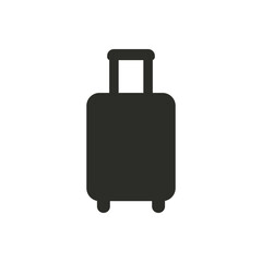 A black silhouette icon of a rolling suitcase, representing luggage for travel.