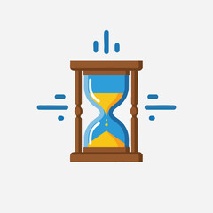 Stylized Hourglass with Flowing Sand and Time Indicators.